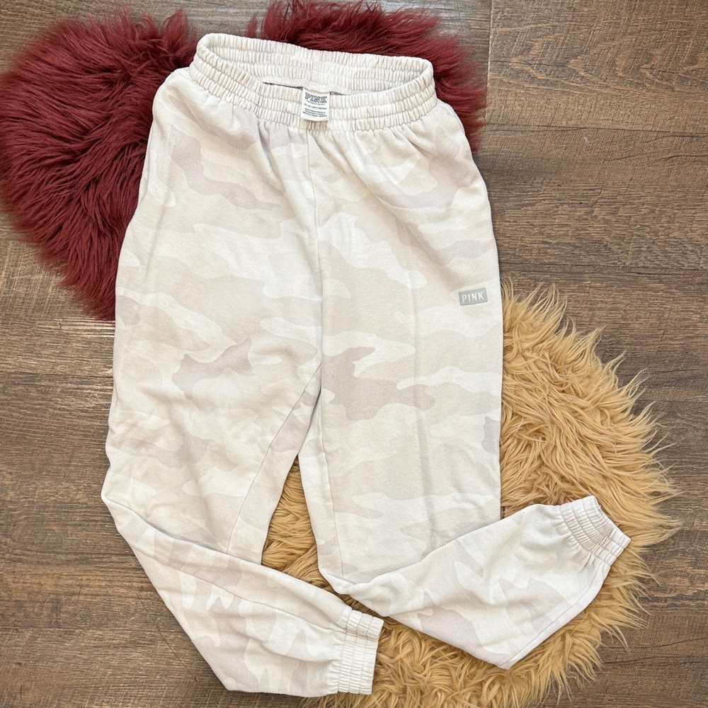 PINK Victoria's Secret Camouflage Joggers - Cream (XS)